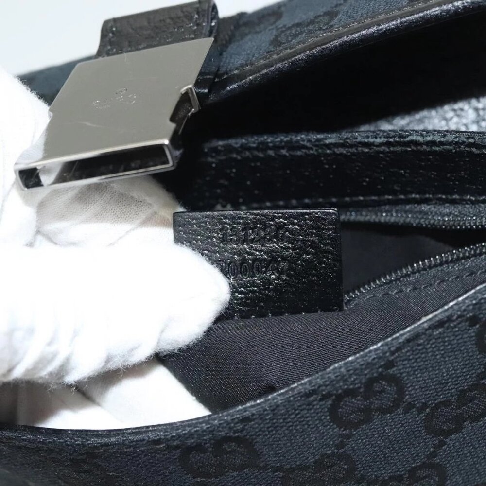 GUCCI GG Canvas Waist Bag Black Silver 131236 Auth yk18870 - Picture 12 of 16